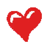 a pixel art drawing of a red heart with white lines