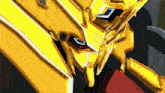 a close up of a robot 's face with a red eye