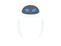 a cartoon drawing of eve from wall e with blue eyes