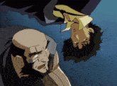 a cartoon of a man with a beard and a bald head