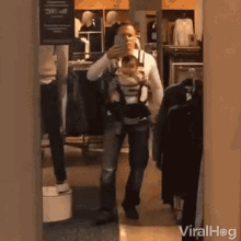 Dancing Daddy And Son When Baby Left With Father GIF
