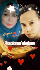 a picture of a man and a woman with the words assalamu 'alaikum