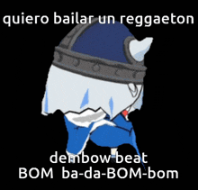 a cartoon of a shark wearing a helmet with the words quiero bailar un reggaeton