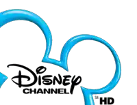 a disney channel logo with a blue mouse head