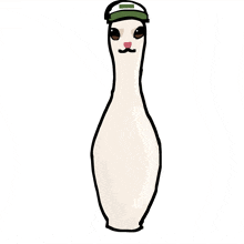 a cartoon drawing of a bowling pin with a black outline
