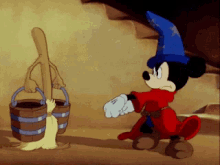 Mickey Mouse Cleaning GIF - Mickey Mouse Cleaning Wizard GIFs