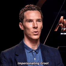Benedict Cumberbatch I Am Groot GIF - Benedict Cumberbatch I Am Groot Impersonating Groot GIFs