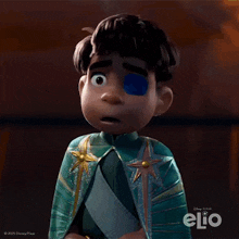 a close up of a disney pixar elio character
