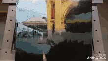 a painting on a canvas that was made in animatica