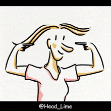 a cartoon drawing of a woman with a smiley face and the hashtag head lime