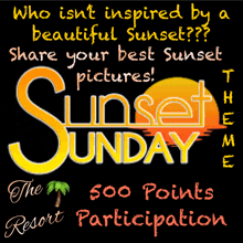 a sign that says sunset sunday with 500 points for participation