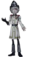 a cartoon character is wearing a white coat and a cowboy hat