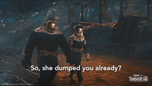 a poster for fantastic four shows a man and a woman holding hands and says so she dumped you already