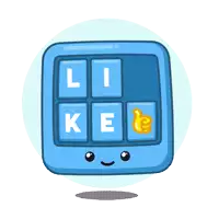 a cartoon calculator with the letters l i ke and e