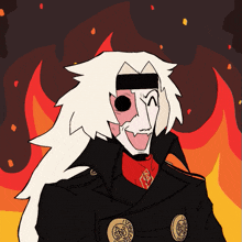 a cartoon drawing of a man with long white hair and a headband that says " federal "