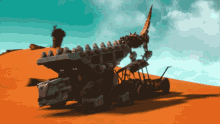 a cartoon drawing of a vehicle with the number 5 on the side