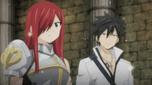 a man and a woman are standing next to each other in an anime scene