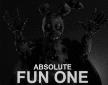 a black and white photo of a bunny with the words absolute fun one above it