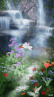 borboletas falls flowers water