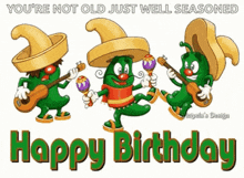 a happy birthday greeting card with three cartoon characters