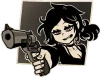 a cartoon of a girl holding a gun