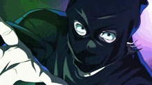 a cartoon of a person wearing a mask with a white hand