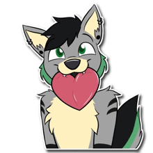 a cartoon of a wolf with a heart in its mouth .