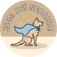 a picture of a dog with a cape that says jsem psi nebojsi