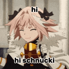 a picture of a girl with the words hi schmucki
