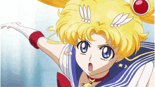 a close up of a sailor moon anime character