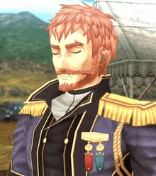 a man with a beard is wearing a military uniform with medals on his chest