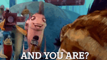 a cartoon of a fish with a microphone and the words and you are on the bottom