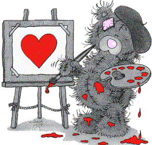 Tatty Teddy Painting Heart Sticker - Tatty Teddy Painting Heart Watercolor Stickers