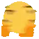 a pixel art drawing of a yellow smiley face with a smirk on its face .
