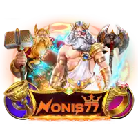 an advertisement for nonis77 with a hammer and a bearded man