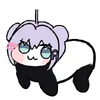 a drawing of a panda bear with purple hair