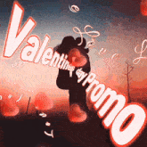 valentine 's day promo with a silhouette of a couple hugging