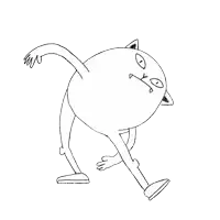 a black and white drawing of a cat with a very angry look on its face