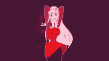 a drawing of a girl in a red dress dancing with a ghost behind her .
