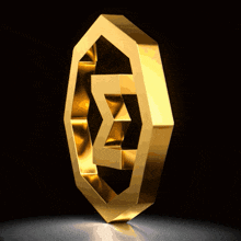 a gold coin with a letter e inside of it