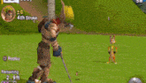 a cartoon character named birdie is playing a game of golf