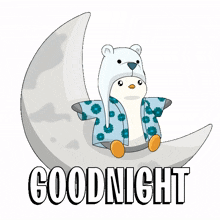 night tired sleep moon penguin
