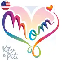 a colorful heart with the word mom written in it
