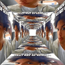 a picture of a boy with the words " when it 's the last day of school " written on it