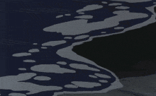 a drawing of a river with a few clouds in it