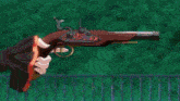 a girl with red hair is holding a sword