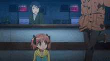 a woman stands behind a counter with a sign that says 218