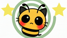a cartoon of a bee with a cat 's face