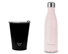 Pink Bottle Black Tumbler GIF - Pink Bottle Black Tumbler GIFs