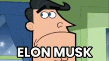 a cartoon of a man with a mustache and the word elon musk written on it .
